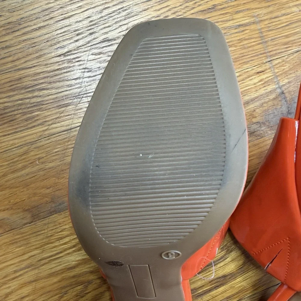 Worthington Platform Wedge Sandal Mules Patent Orange Women's Sz 9 NWT *